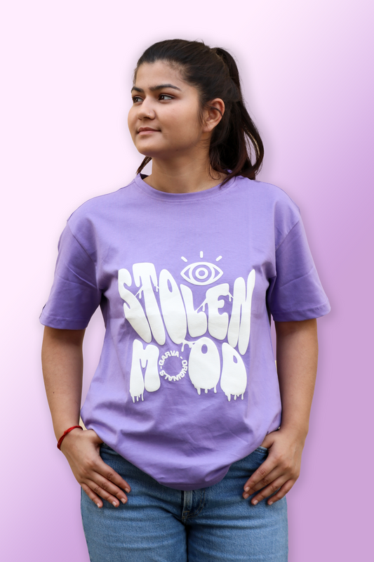 Lavender Oversized Front Print T-Shirt Women