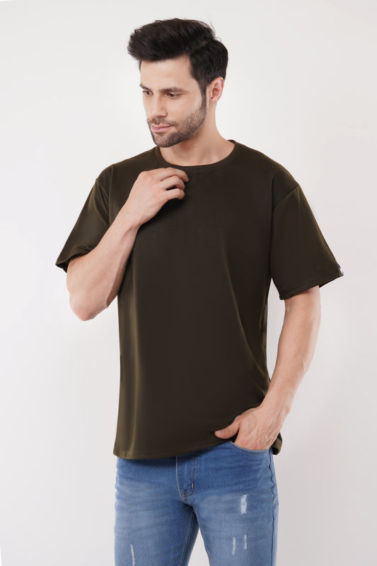 Male Oversized Olive Green Tshirt Side