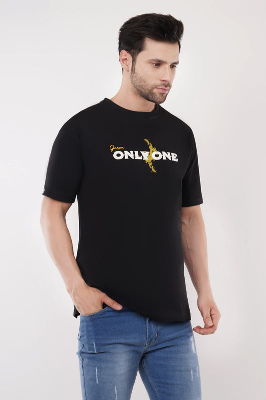 Male Printed Black Tshirt Side