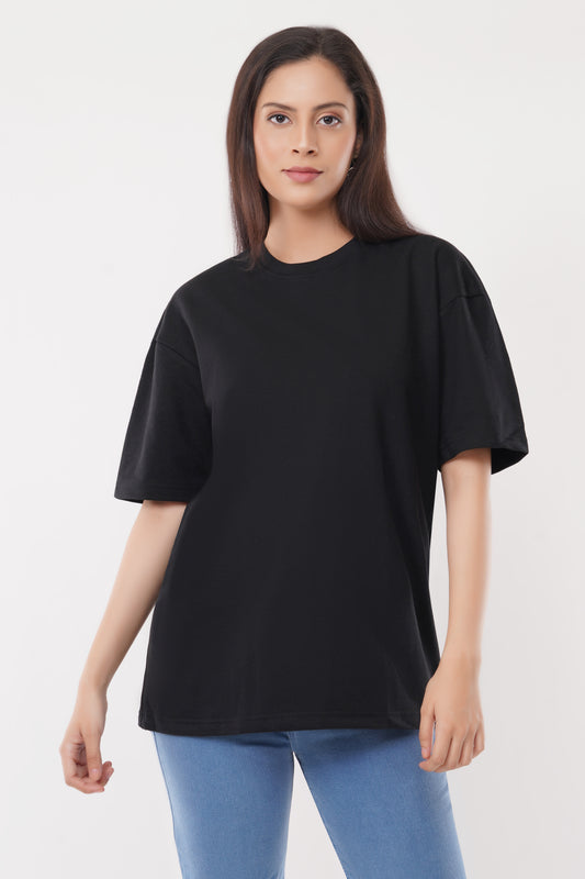 Women Oversized Black Tshirt Front