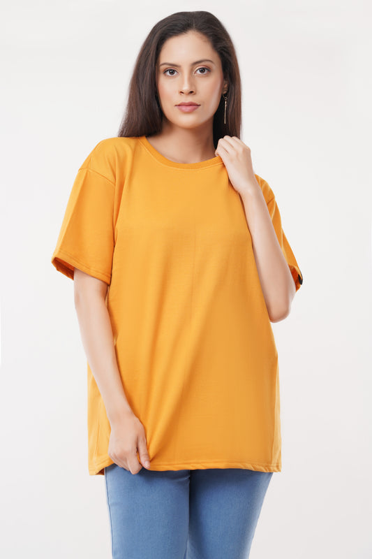 Women Oversized Mustard Tshirt Front